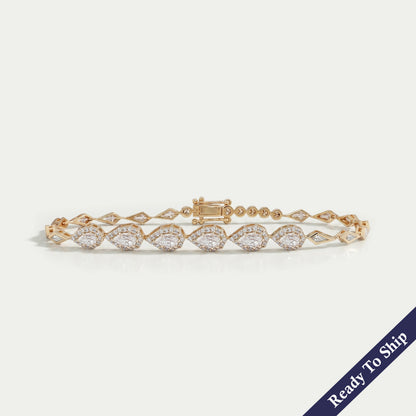 Step Cut Pear Halo Diamond Bracelet