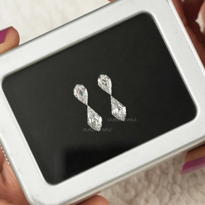 4.15 TCW Step Cut Pear And Kite Diamond Loose Pair