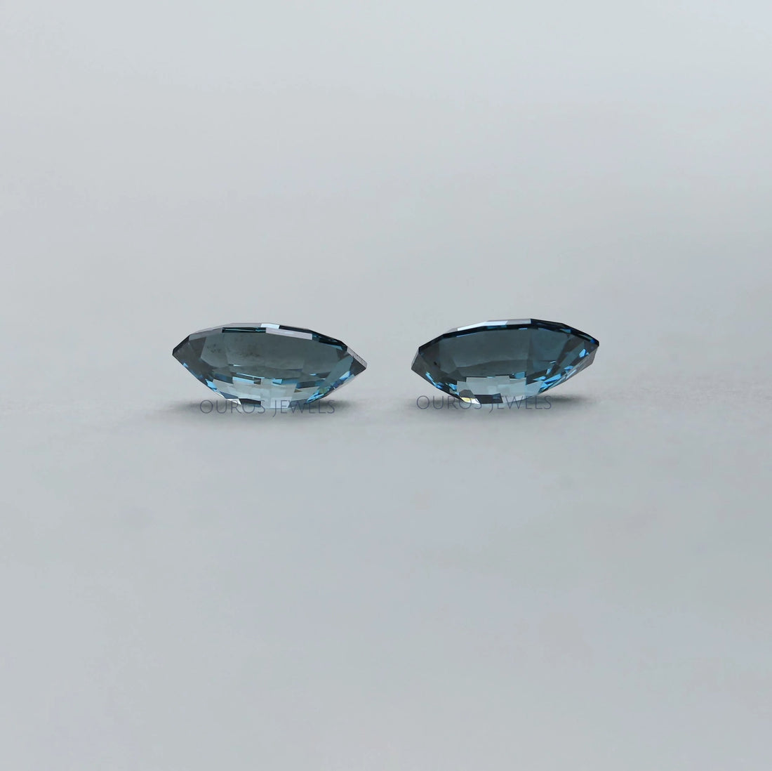 Step Cut Blue Oval Lab Grown Diamond Pair