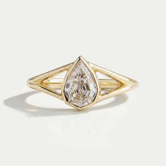 Step Cut Pear Diamond Engagement Ring Ring