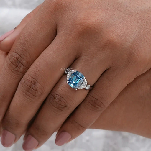 old mine cushion blue diamond ring 