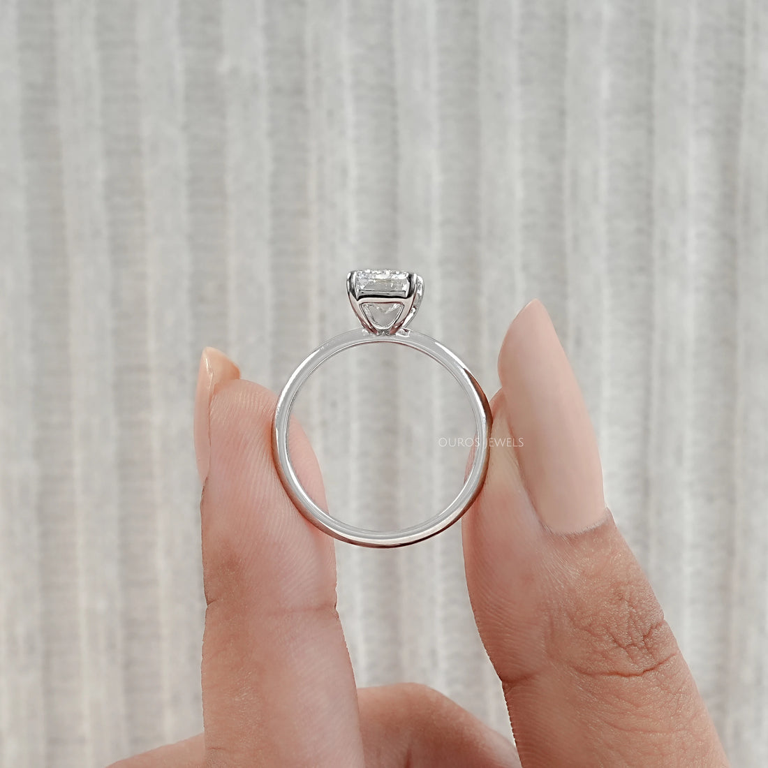 Emerald Cut Lab Diamond Solitaire Engagement Ring Ring