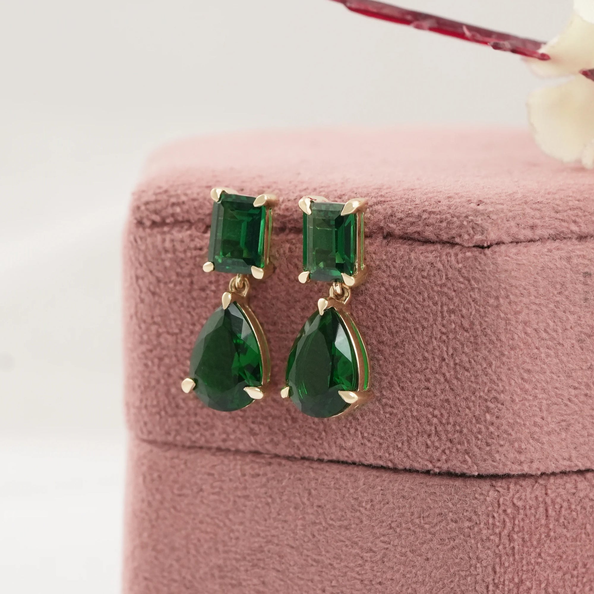 Green Gem Drop Earrings