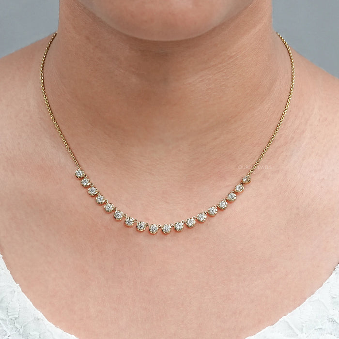 Old European Round Lab Grown Diamond Necklace