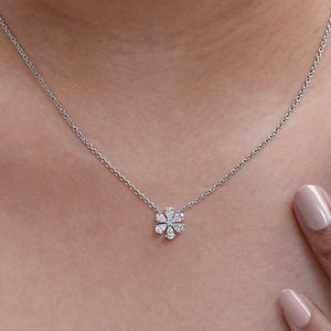 Round And Pear Cut Lab Diamond Floral Pendant