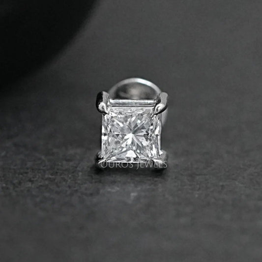 Princess Cut Solitaire Stud Earrings For Men Earring