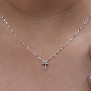 Round Cut Lab Grown Diamond Cross Pendant