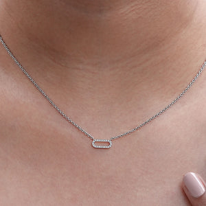 Open Rectangle Round Lab Diamond Link Pendant