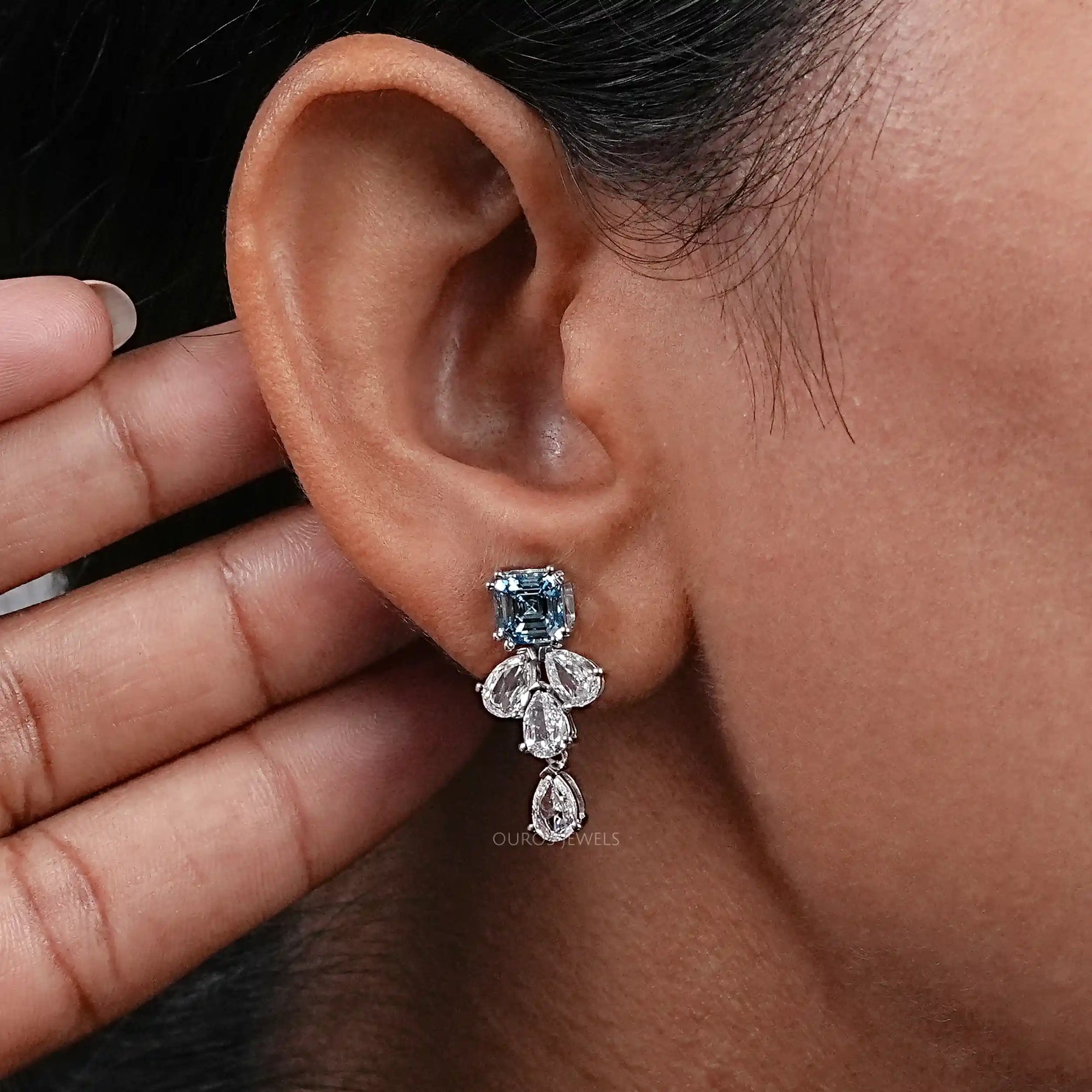 Aquamarine And Diamond Drop Earrings Earrings