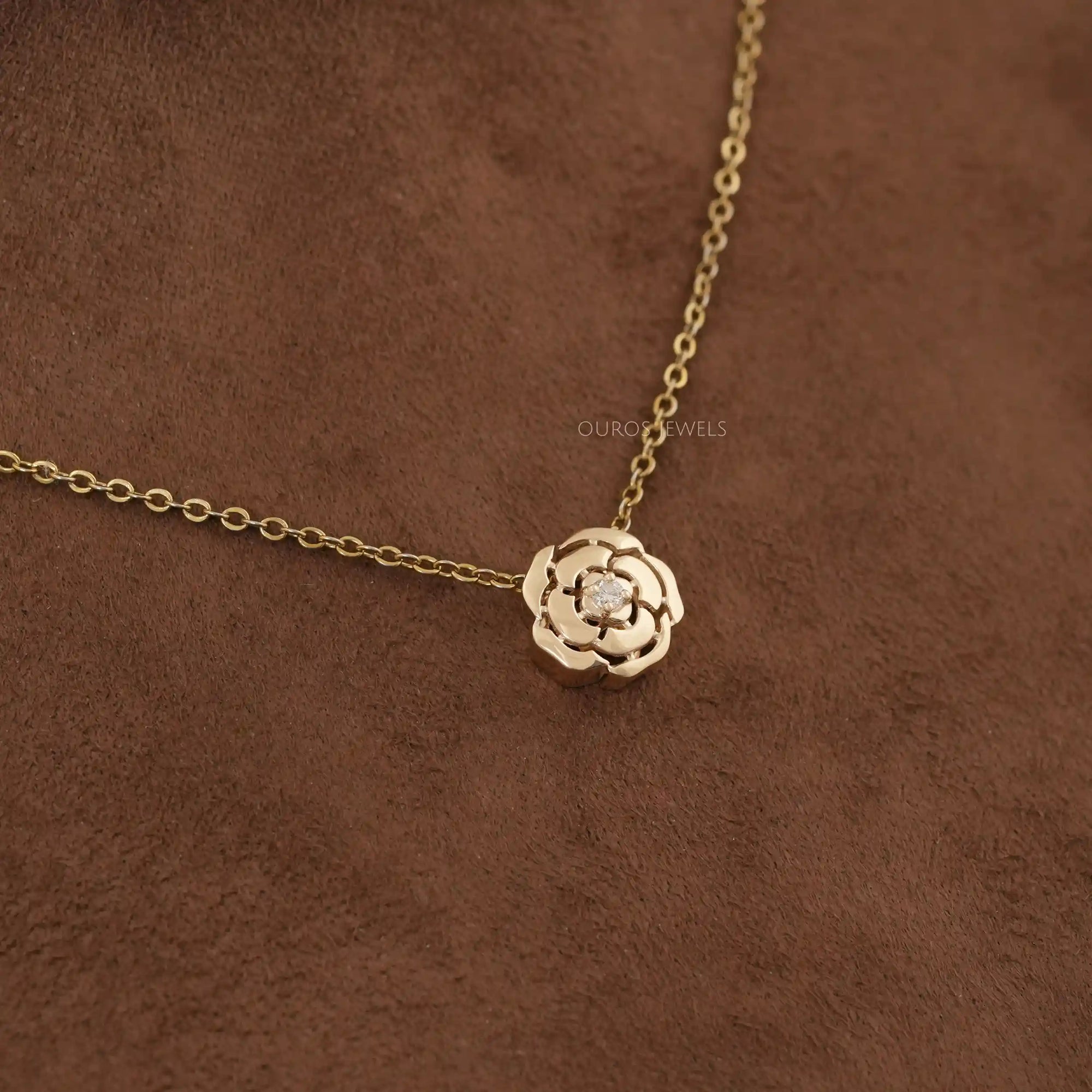 Chanel Camellia Flower Round Diamond Necklace Necklaces