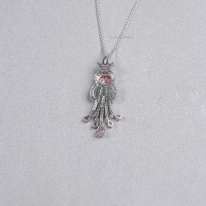 Pink Oval Cut Lab Diamond Pendant Necklace