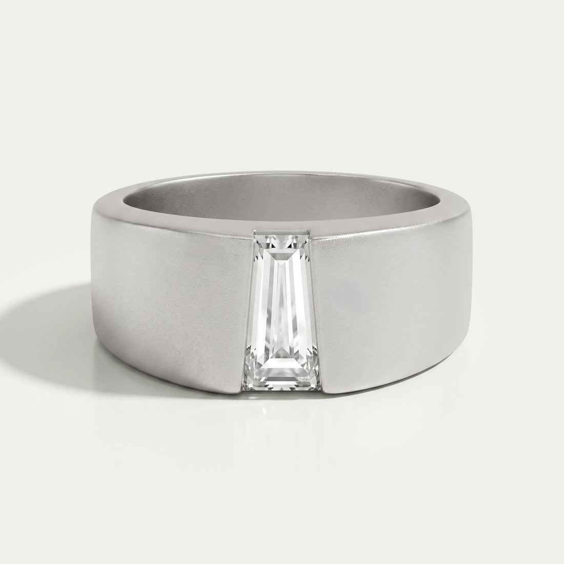 Tapered Baguette Cut Solitaire Men's Ring
