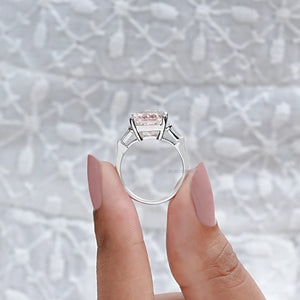 Pink Radiant Cut Lab Diamond Three Stone Ring