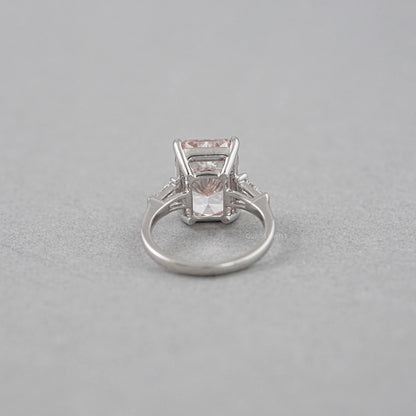 Pink Radiant Cut Lab Diamond Three Stone Ring Ring