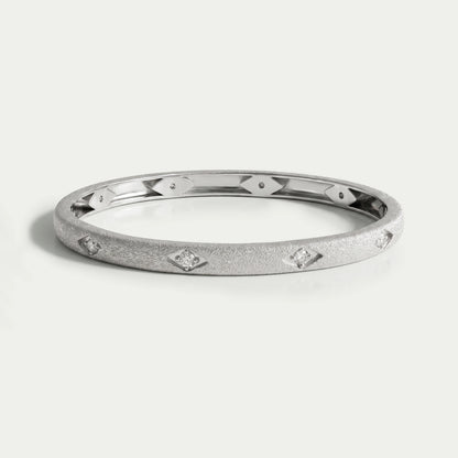 Textured Finish Round Lab Diamond Bangle Bracelet