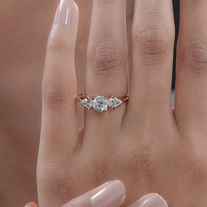 3 Stone Round Cut Lab Diamond Engagement Ring Rings