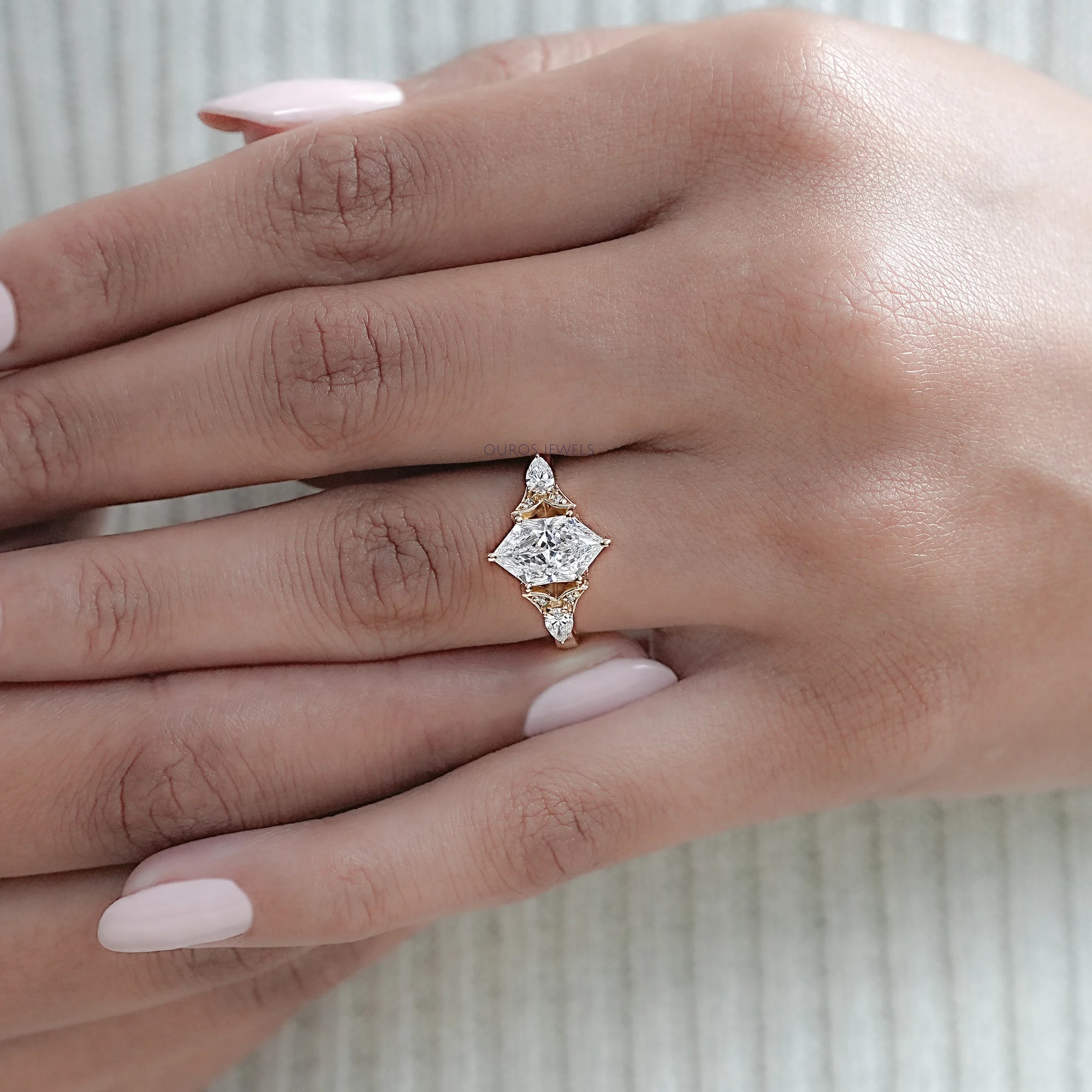 Dutch Marquise Cut Three Stone Engagement Ring Ring