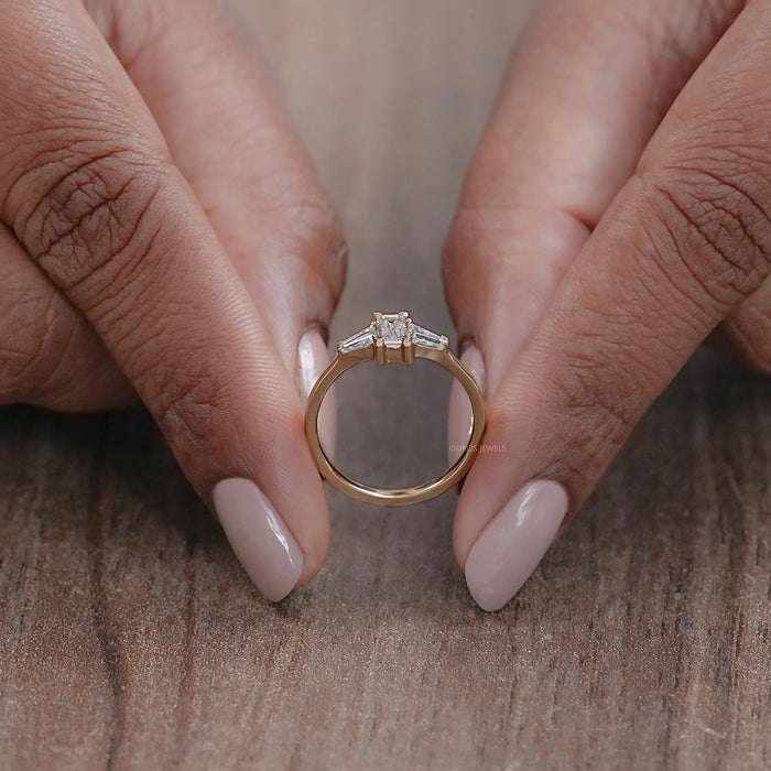 Baguette and Tapared Baguette Lab Diamond Three Stone Ring