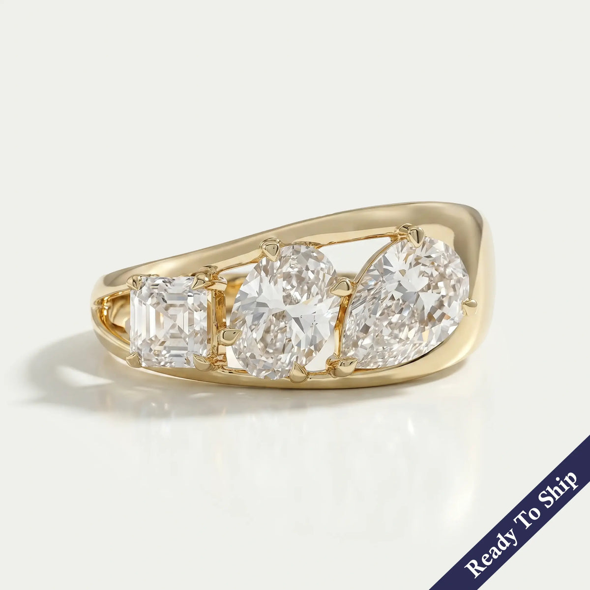 Multi Shape Lab Diamond Three Stone Ring