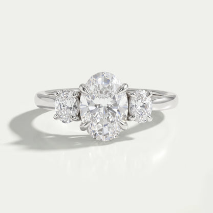Oval Cut Lab Grown Diamond Three Stone Engagement Ring