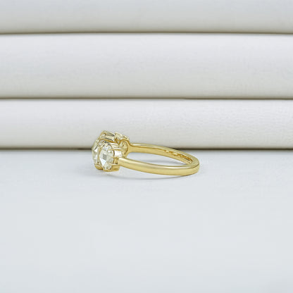 Three Stone Rose Cut Round Engagement Ring