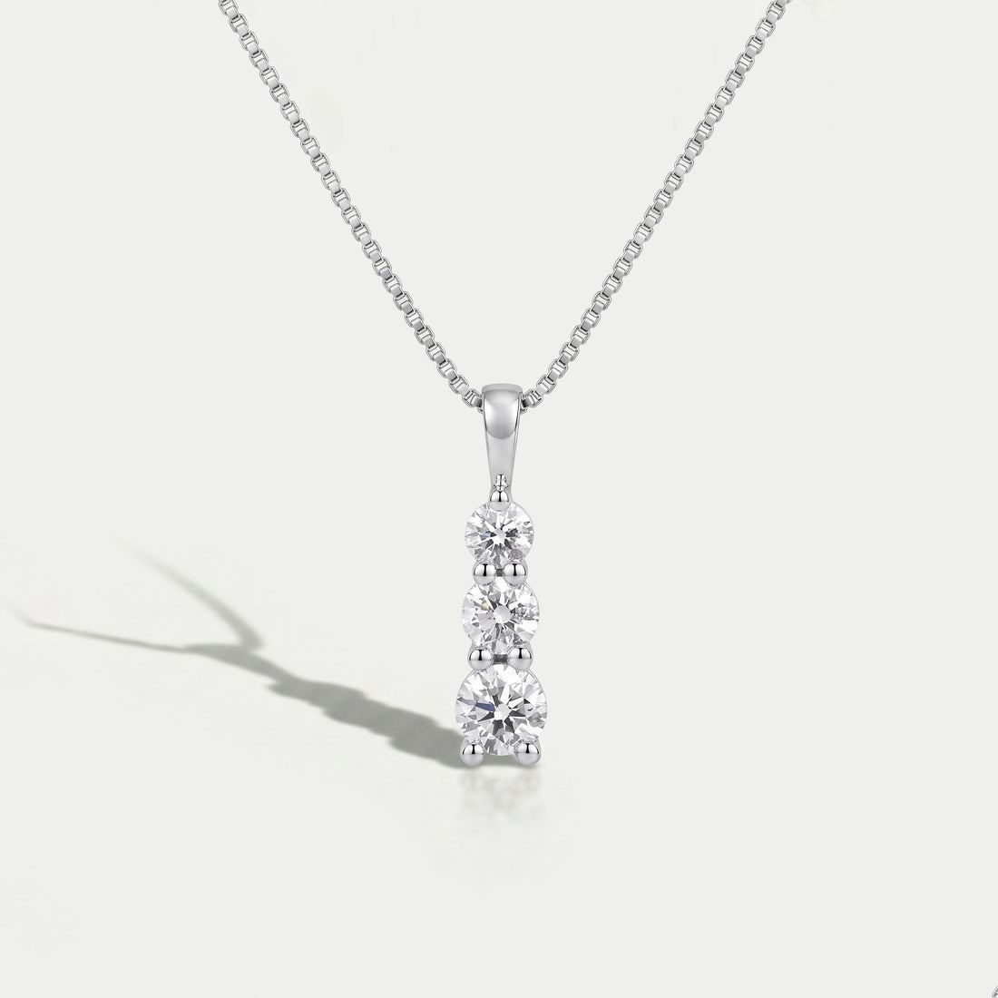 3 Stone Round Cut Lab Diamond Bar Pendant Necklaces