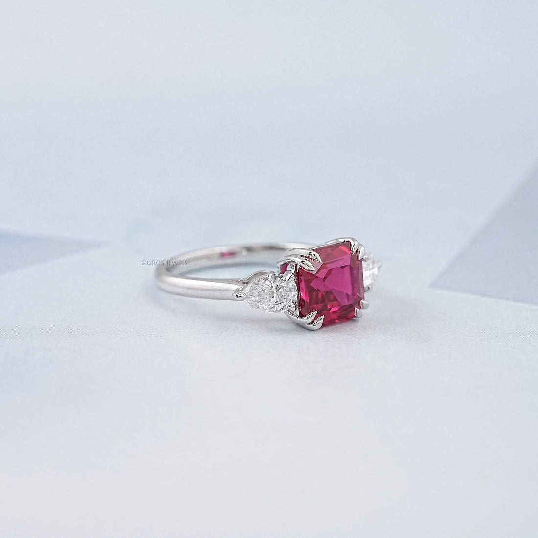 Ruby And Diamond Three Stone Ring Rings