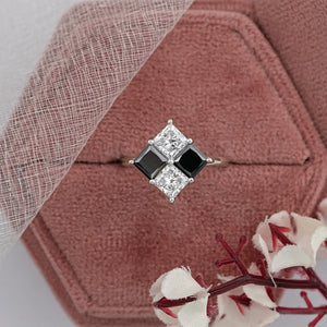 Princess Cut Black Diamond Anniversary Rings