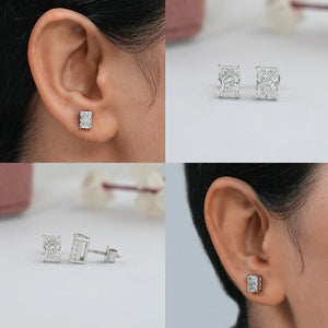 Radiant Cut Lab Grown Diamond Stud Earrings With IGI Certified