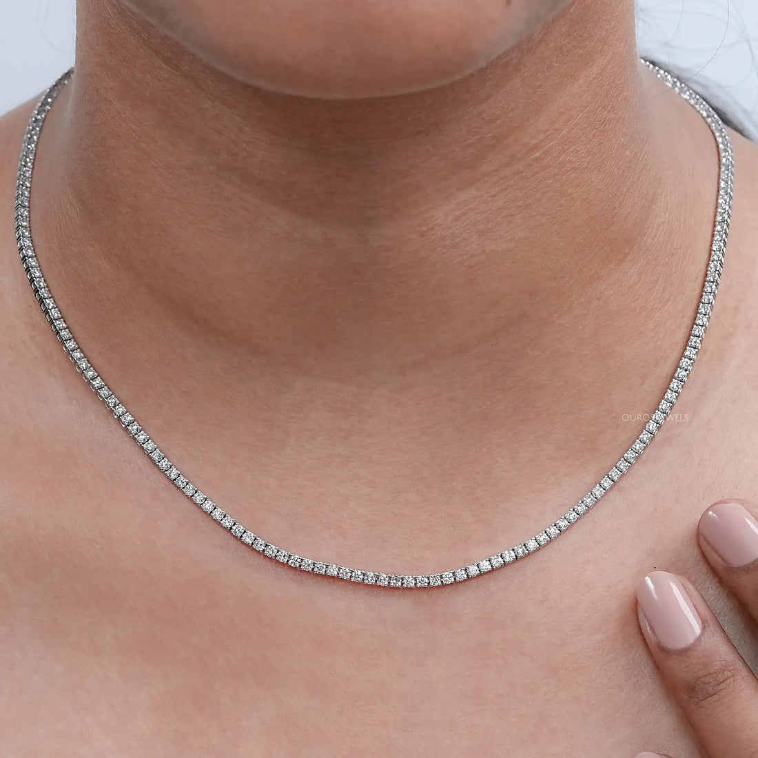 Round Lab Diamond Tennis Necklace Necklaces