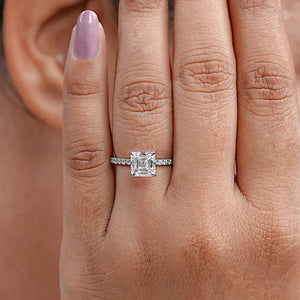 Asscher Cut Solitaire Diamond Engagement Ring