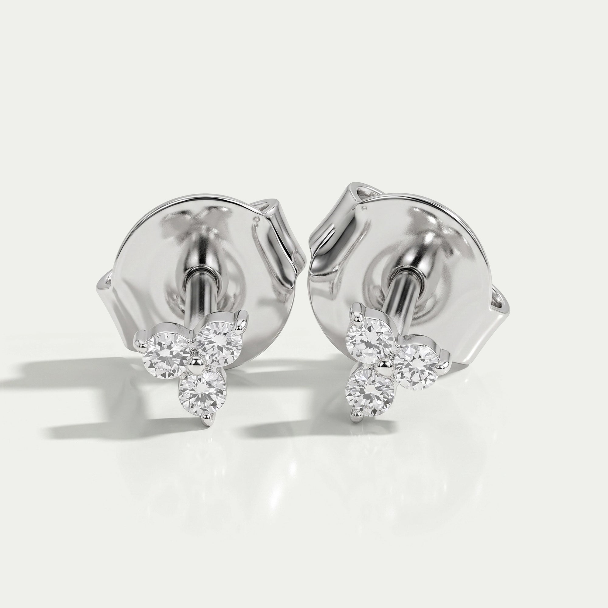 Tiny Trinity Round Lab Diamond Stud Earrings Earring