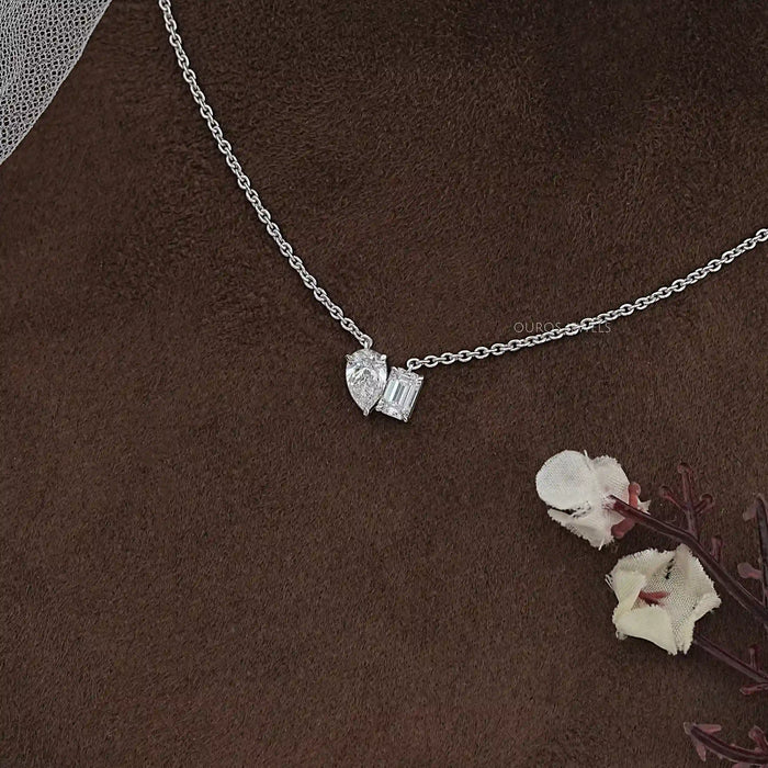 Pear And Emerald Lab Diamond Toi Moi Pendant Necklaces