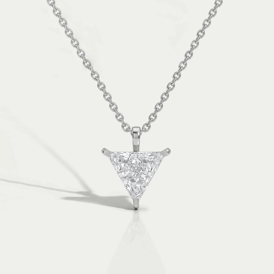 Triangle Cut Lab Diamond Solitaire Pendant Necklaces