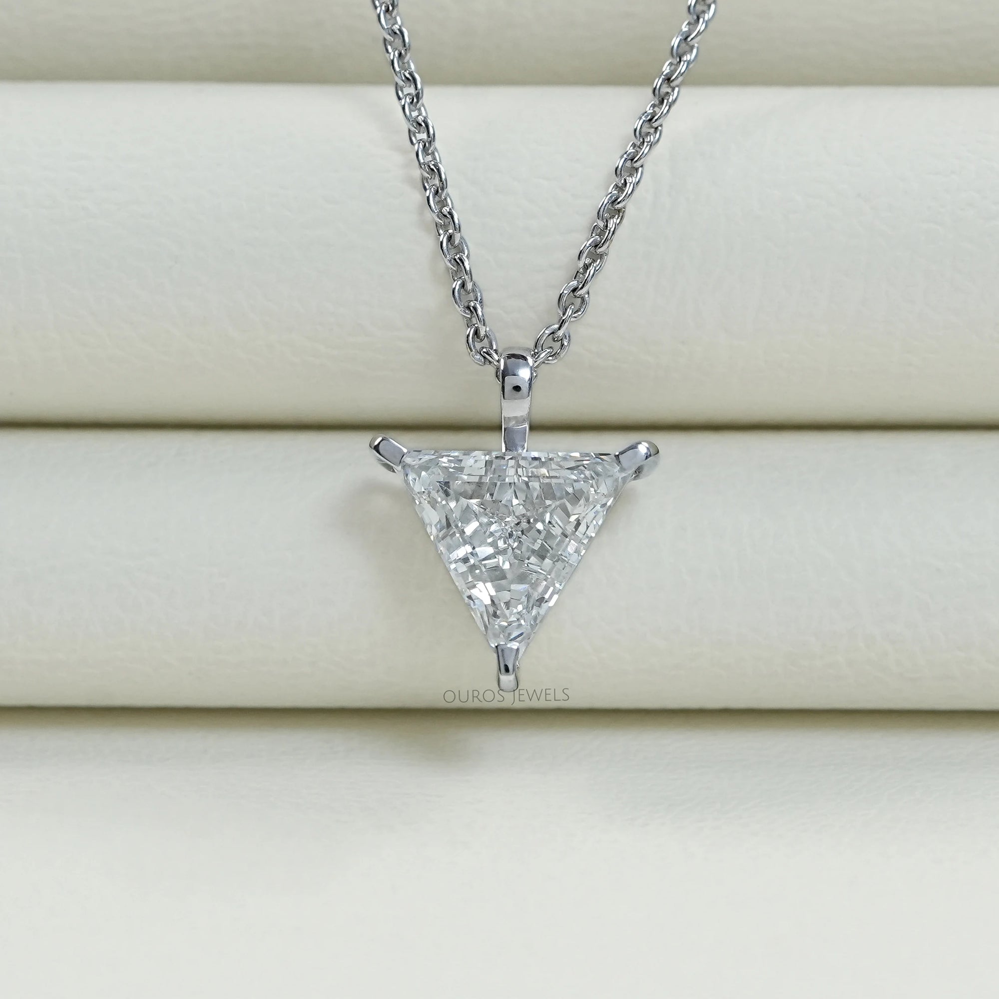 Triangle Cut Lab Diamond Solitaire Pendant Necklaces