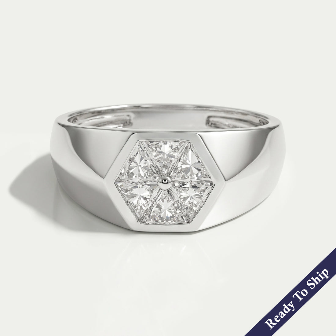 Antique Triangle Cut Lab Diamond Wedding Band Rings