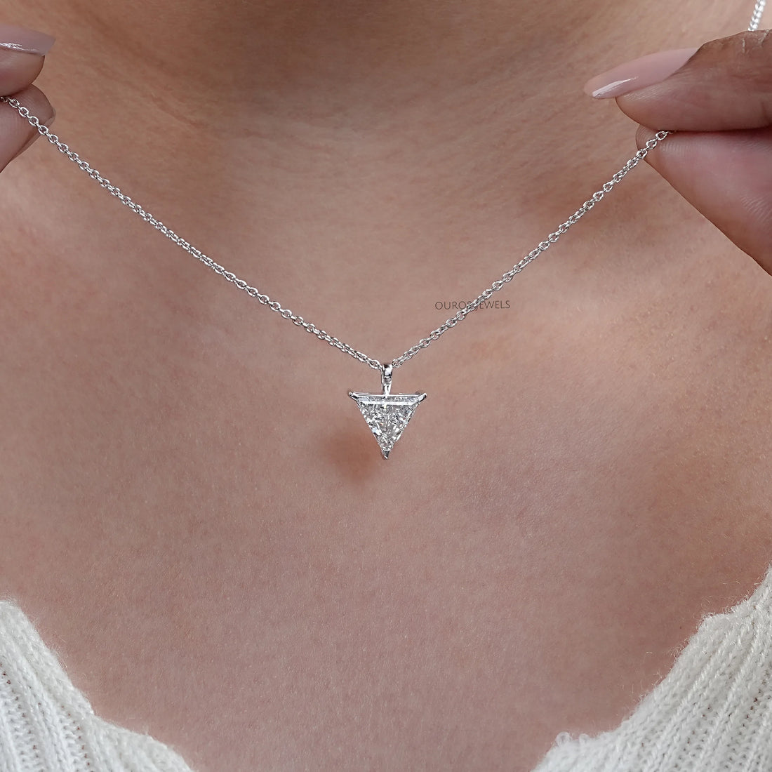 Triangle Cut Lab Diamond Solitaire Pendant Necklaces