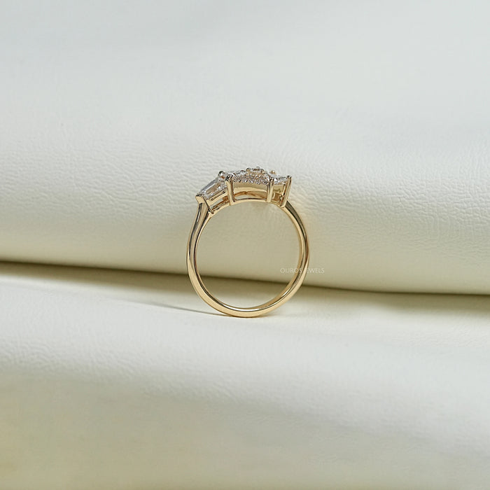 Round Cut Diamond Anniversary Ring In Step Cut Arrow Shape