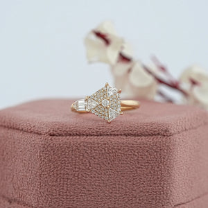 Round Cut Diamond Anniversary Ring In Step Cut Arrow Shape