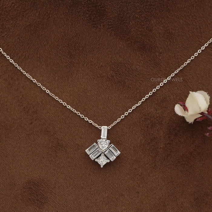 princess and trillion cut diamond pendant