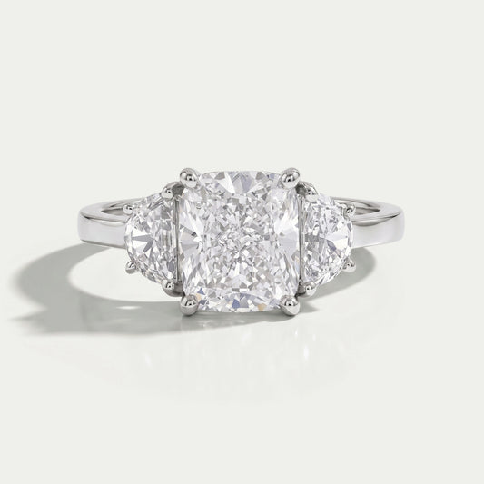 Trinity Cushion Cut Lab Diamond Engagement Rings Ring