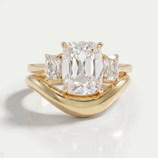 Trilogy Old Mine Cushion Diamond Curved Ring Set