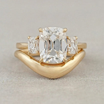 Trilogy Old Mine Cushion Diamond Curved Ring Set