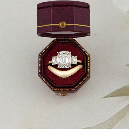 Trilogy Old Mine Cushion Diamond Curved Ring Set