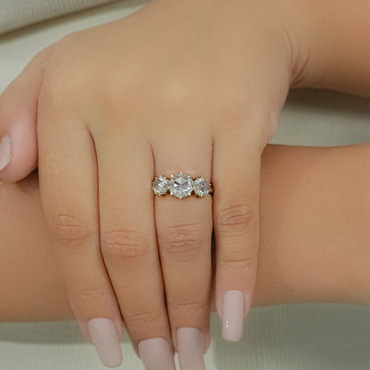 Trilogy Rose Cut Round Diamond Engagement Ring Ring