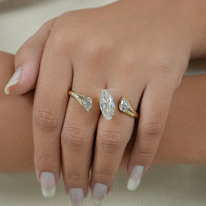 Lab Diamond Two Finger Trio Ring