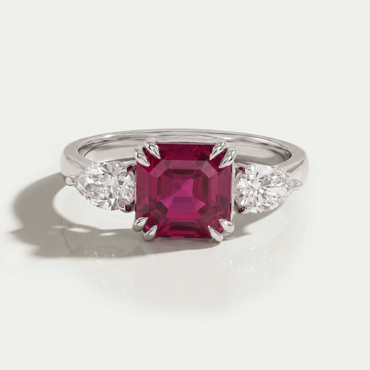 Ruby And Diamond Three Stone Ring Rings