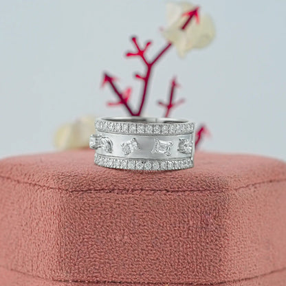 Triple Row Mixed Diamond Eternity Band Ring