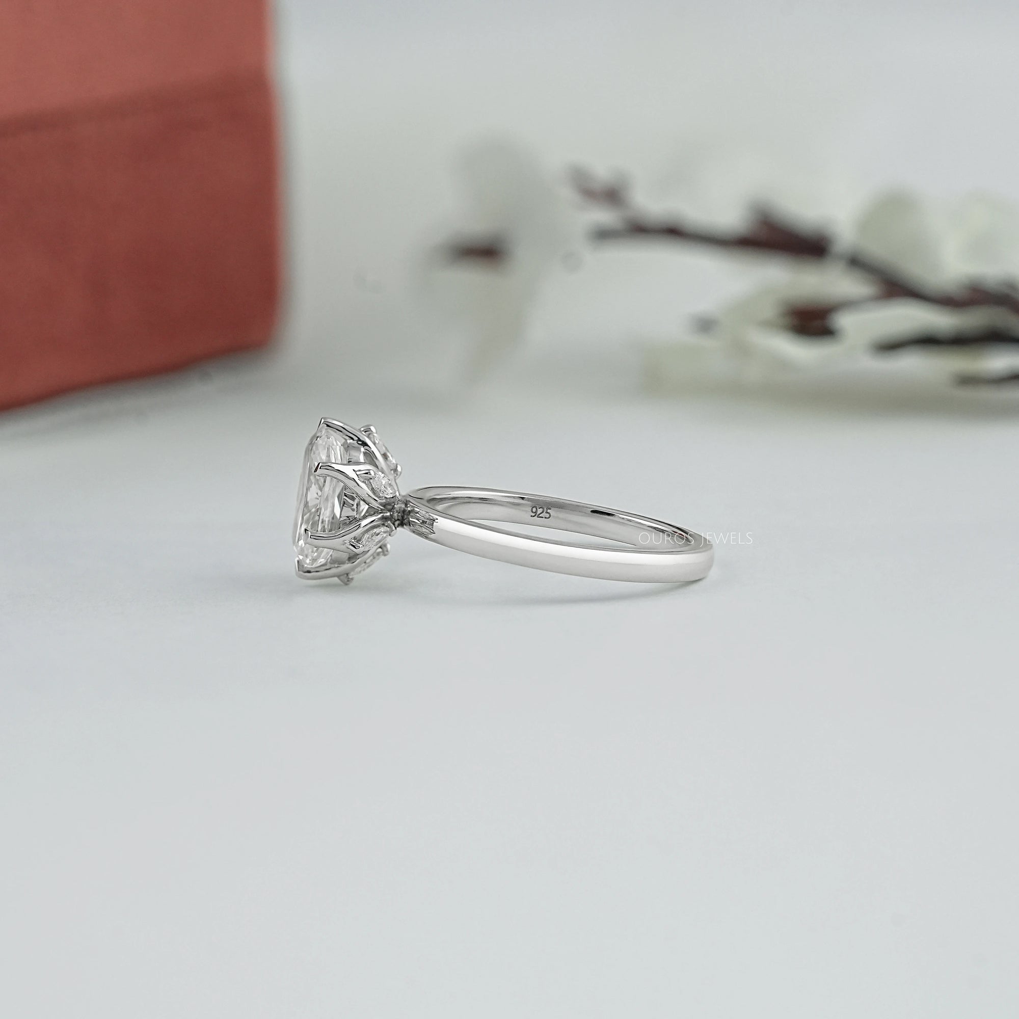 Tulip Set Cushion Cut Lab Diamond Engagement Ring