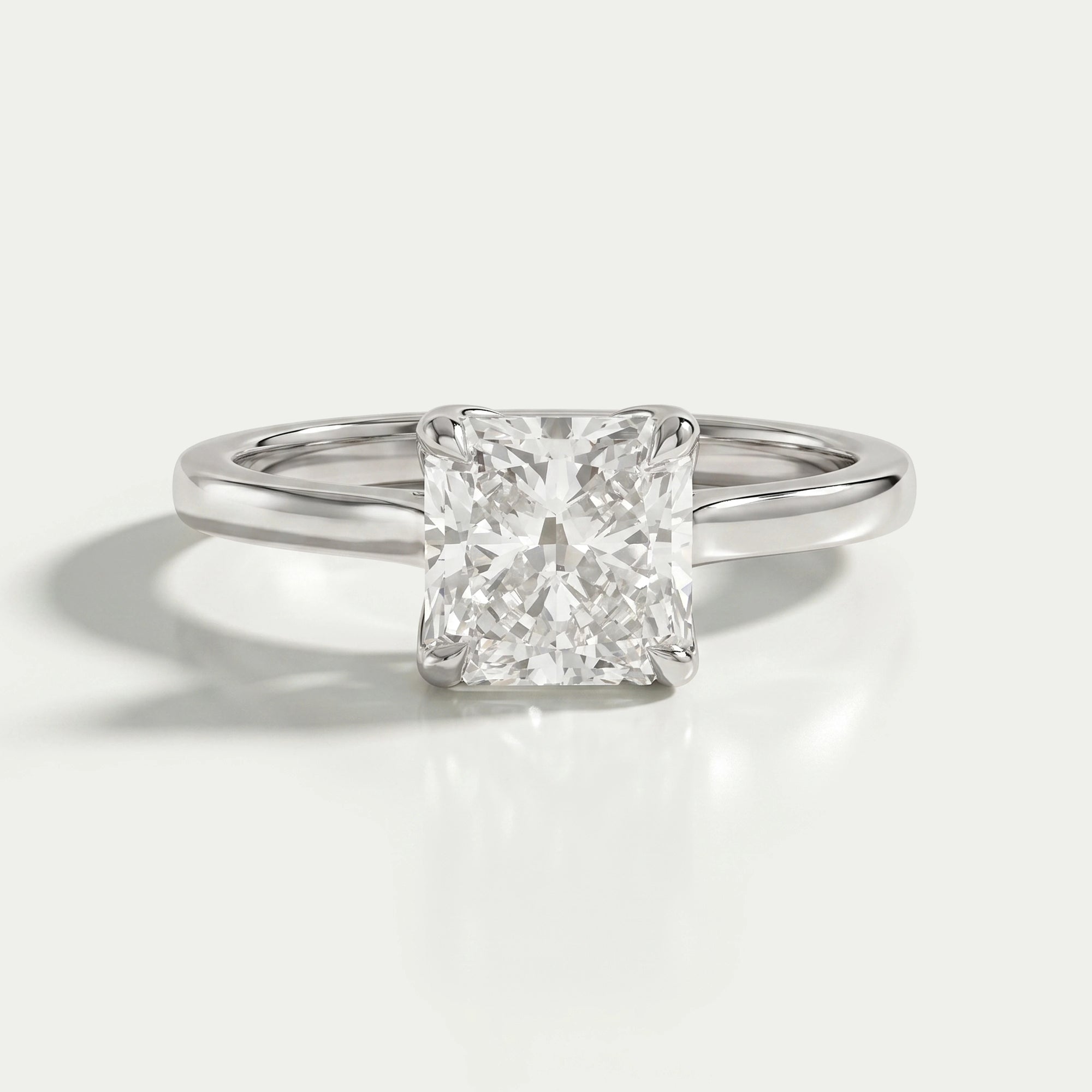 Square Radiant Cut Tulip Set Hidden Halo Ring Ring